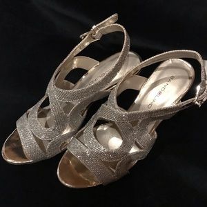 Gold, glitter strapped sandals